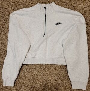 Womens Nike Sweatshirt Crop Top Quarter Zip